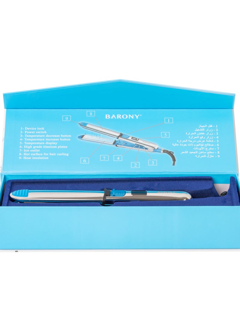 BARONY Professional Hair Straightener Blue/Silver 39cm - Image 3