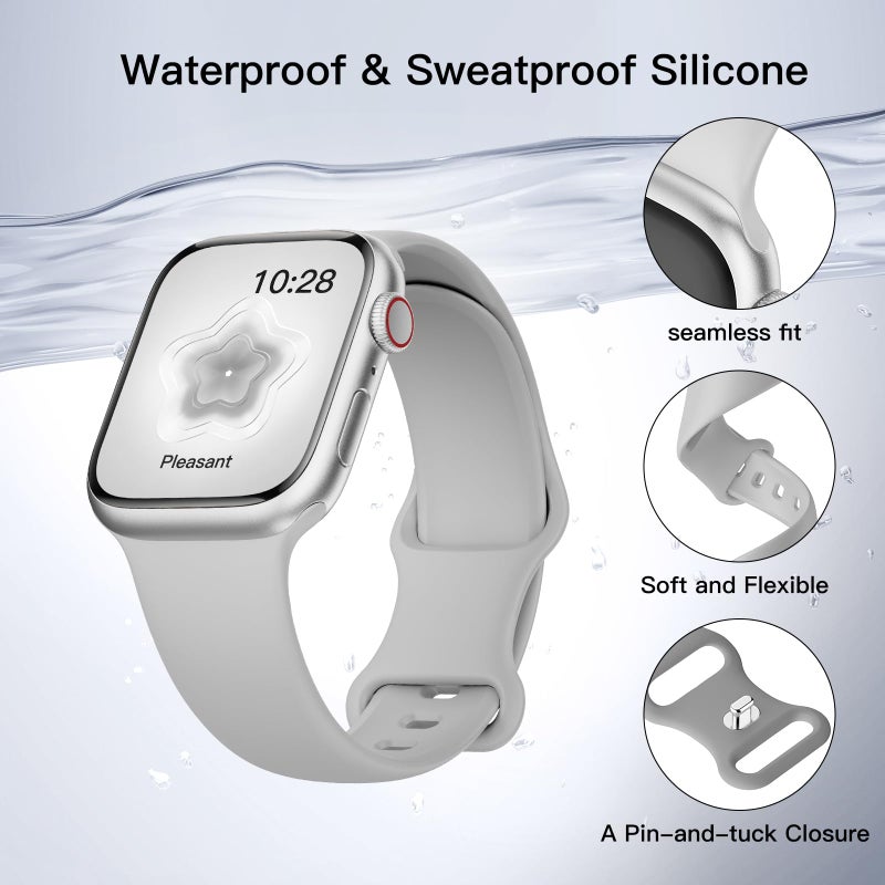 SuperNaNa Sport Silicone Band Compatible with Apple Watch Bands 40mm 38mm 41mm 44mm 45mm 42mm 49mm Women Men,Soft Wristband Waterproof Replacement Sport Strap for iWatch Bands Series 9 8 7 6 5 4 3 2 1 SE Ultra - Image 2