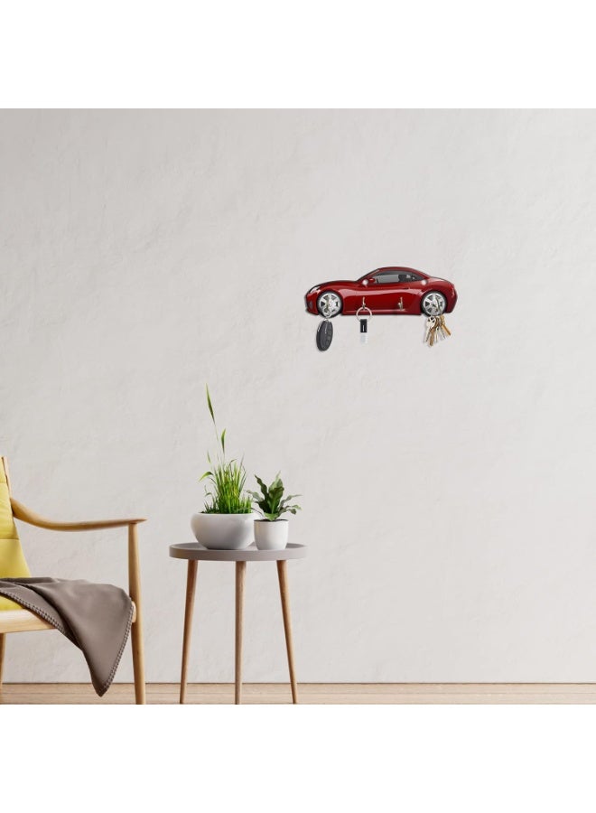 Artvibes Unique Stylish Wooden Key Holder for Wall Decor with Stylish Stainless Steel 5 Hooks Beautiful Key Organizer for Home Decoration(KH_804N) - Image 3