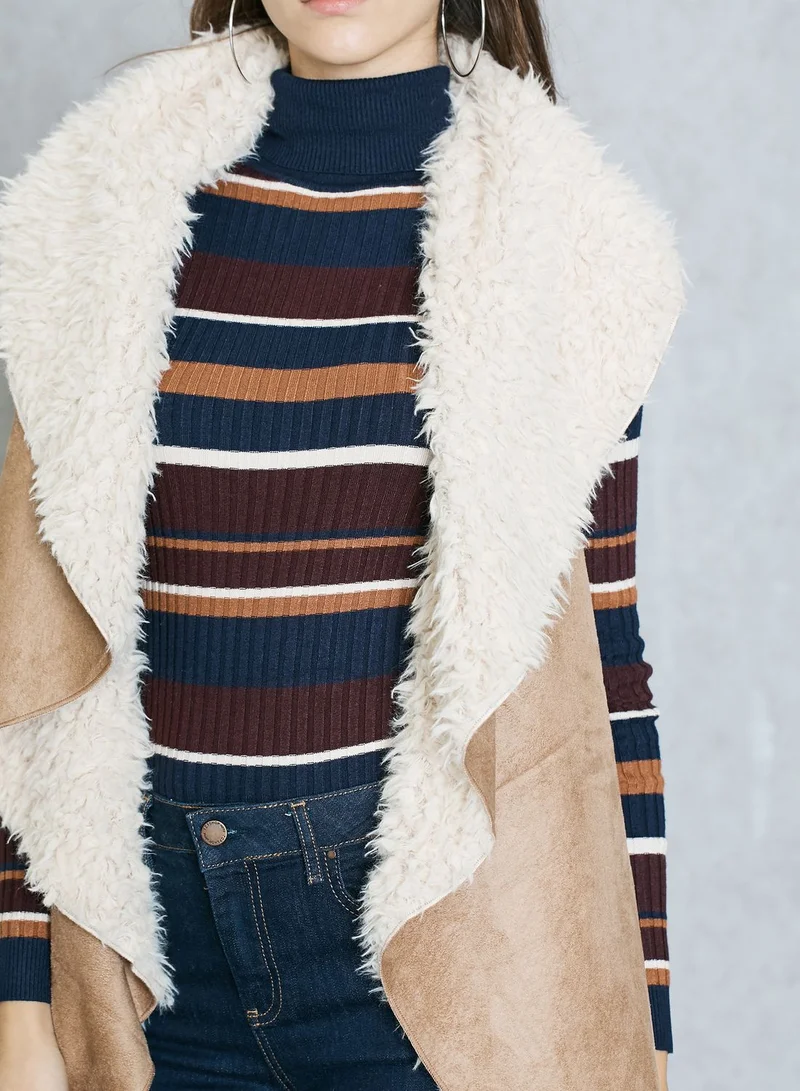 Ginger Faux Fur Waterfall Longline Jacket