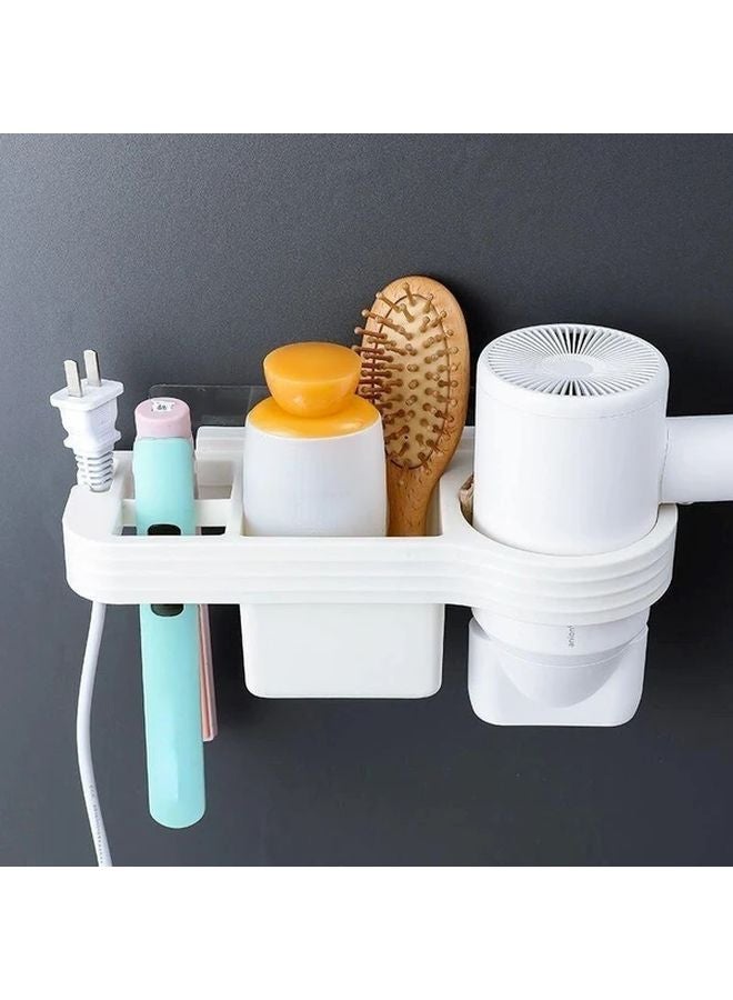 Pink Wall Mounted Hair Dryer Holder Bathroom Organizer Storage For Brushes Accessories - Image 4