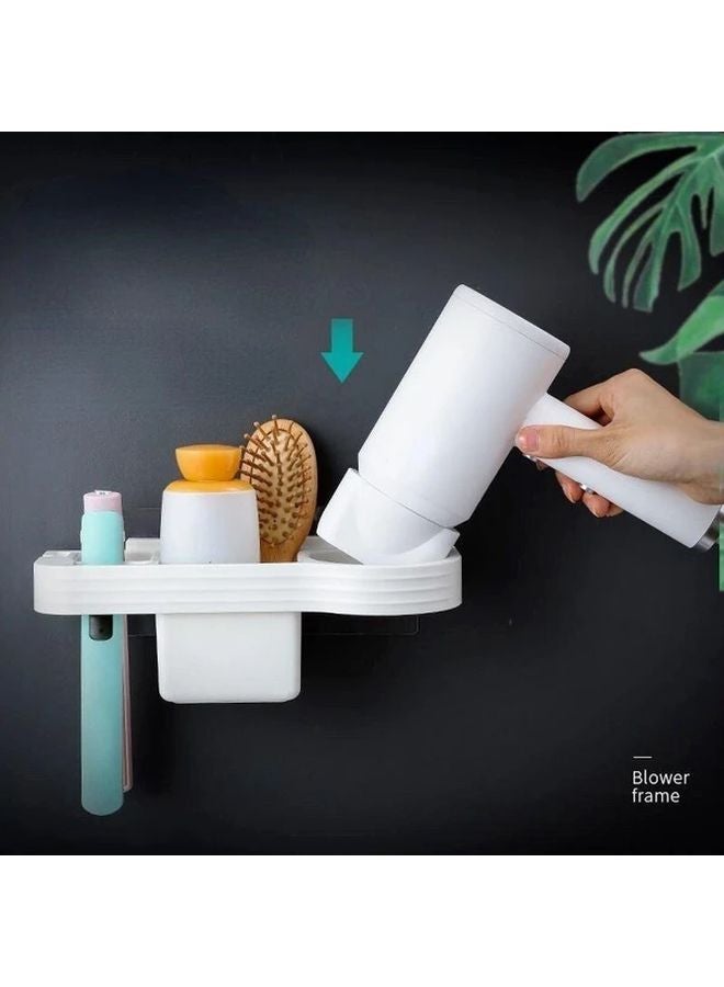 Pink Wall Mounted Hair Dryer Holder Bathroom Organizer Storage For Brushes Accessories - Image 2