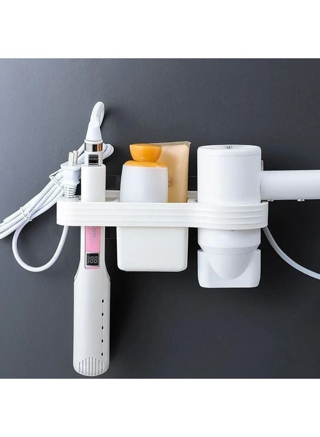 Pink Wall Mounted Hair Dryer Holder Bathroom Organizer Storage For Brushes Accessories - Image 3