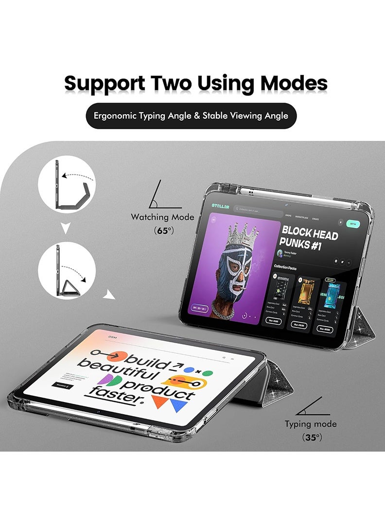 ثيودور جراب لجهاز iPad (A16) الجيل الحادي عشر (2025) مقاس 11 بوصة / الجيل العاشر (2022) - غطاء لامع مقاوم للصدمات مع ظهر شفاف لامع - أسود لامع - Image 5