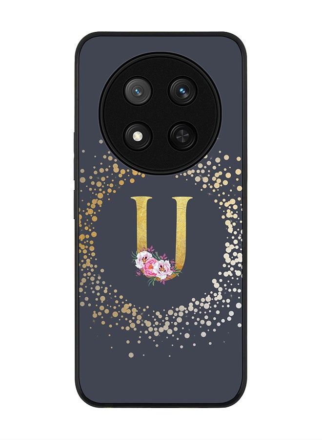 Stylizedd غطاء لهاتف Honor X9c / Honor Magic7 Lite 5G، حماية كاميرا نحيفة، غطاء هاتف مضاد للصدمات - تصميم مخصص مزخرف - U (رمادي) - Image 1