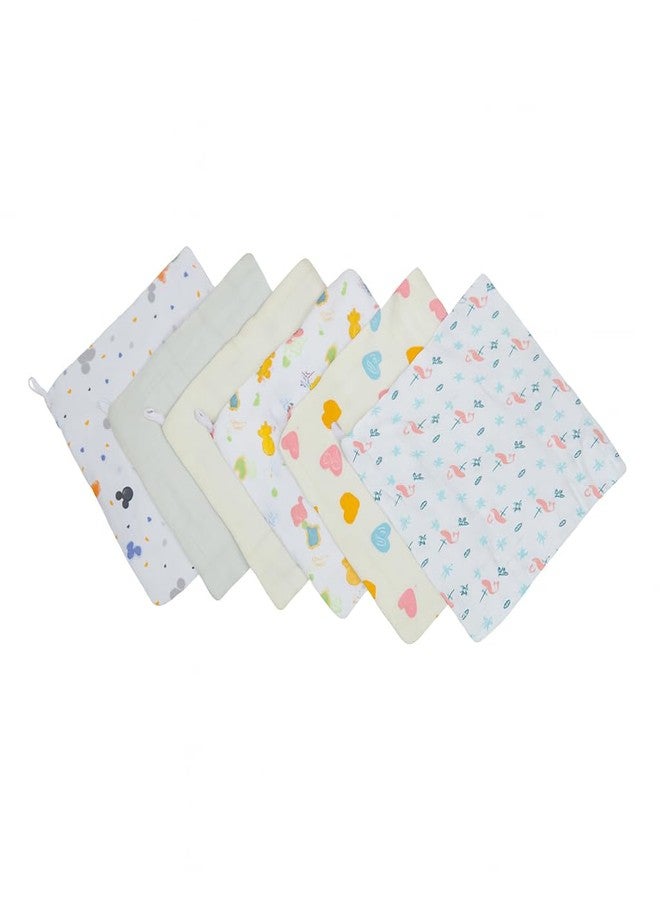 Coocuddle Bamboo Muslin Washcloths for Baby - 5 Layer Ultra Soft Reusable, Multi-Purpose Use, Set of 6 - Newborn Bath & Wipe Cloths, Muslin Organic Cotton - Image 1