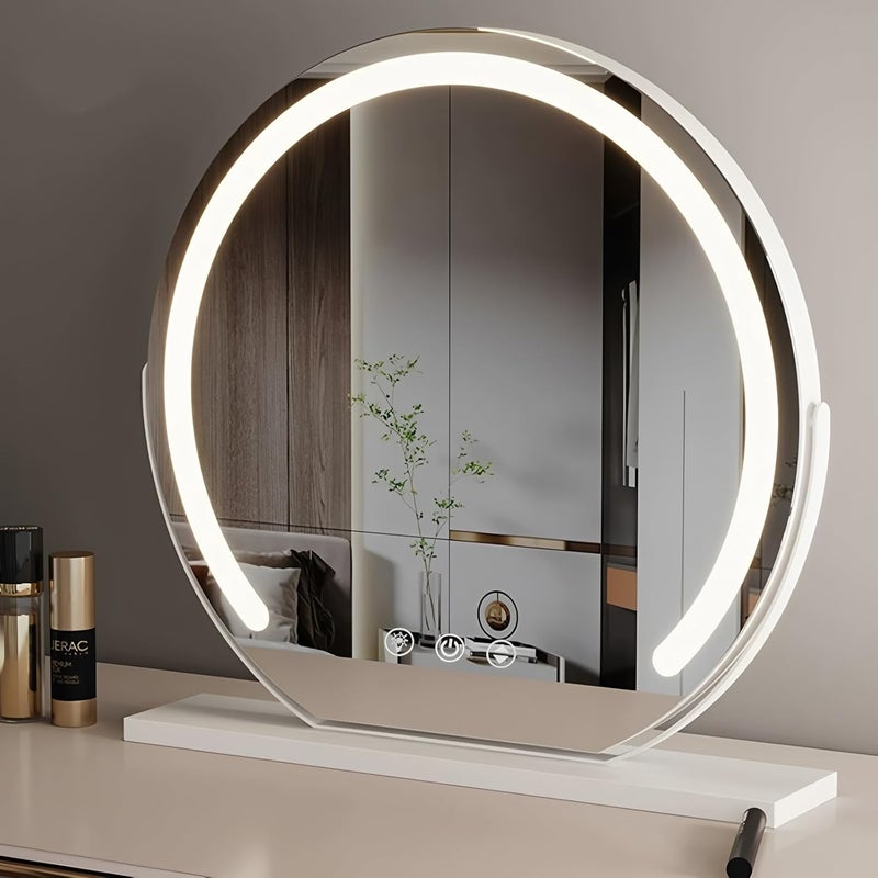 FOREENIU Large Vanity Makeup Mirror with Light,50x49cm LED Make Up Mirror,90° Rotate Degrees with 3 Color Dimming for Bedroom, Dressing Table,Birthday Gift for Women - Image 1
