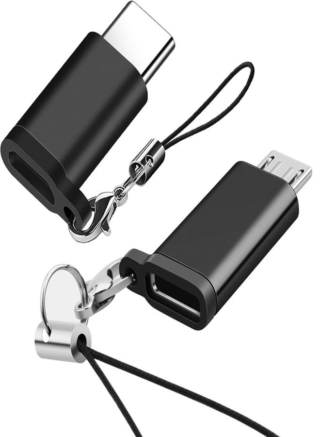 Herfair USB C to Micro USB Adapter (2-Pack) Type C Female to Micro USB Male Convert Connector with Keychain Compatible with Galaxy S7/S7 Edge, Nexus 5/6 and Micro USB Devices - Image 1