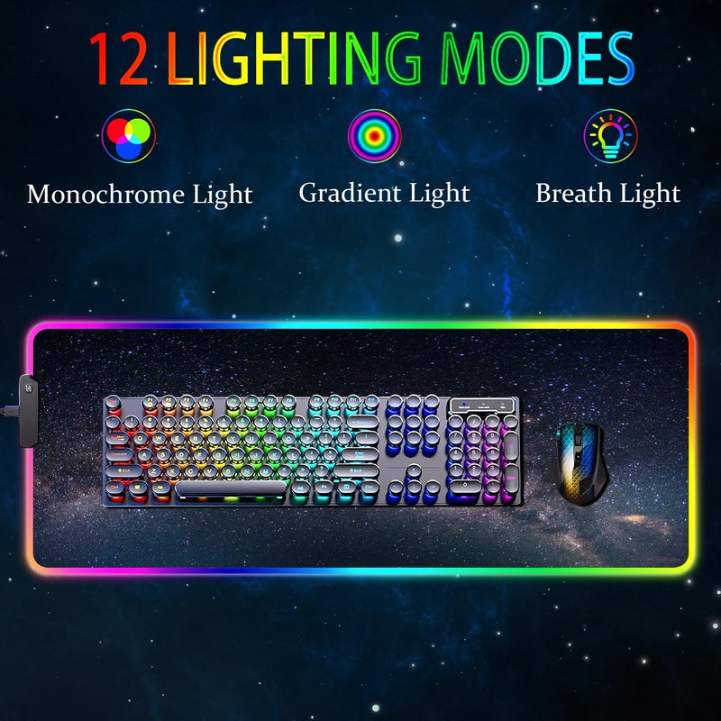 Armanza RGB Gaming Mouse Pad, Large Mousepad with Led Light, Keyboard Pad Gaming Accessories for Desk, Non-Slip Rubber Base Big Mouse Mat for Gamer, 31.5 X 11.8 Inch, Galaxy - Image 2