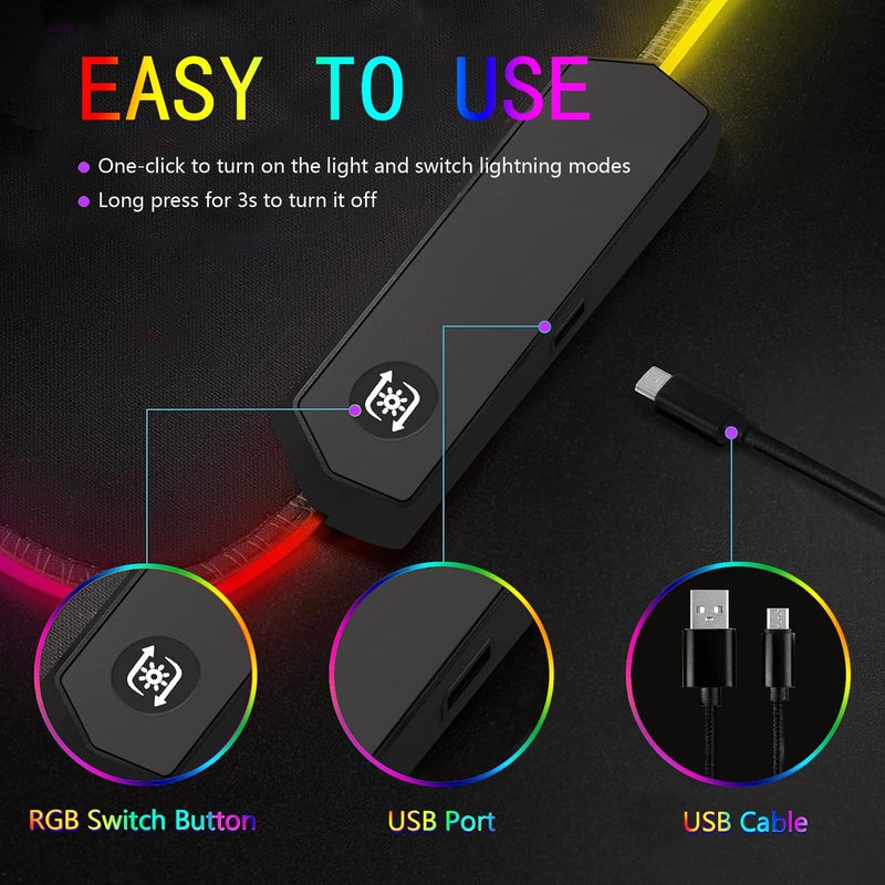 Armanza RGB Gaming Mouse Pad, Large Mousepad with Led Light, Keyboard Pad Gaming Accessories for Desk, Non-Slip Rubber Base Big Mouse Mat for Gamer, 31.5 X 11.8 Inch, Galaxy - Image 3