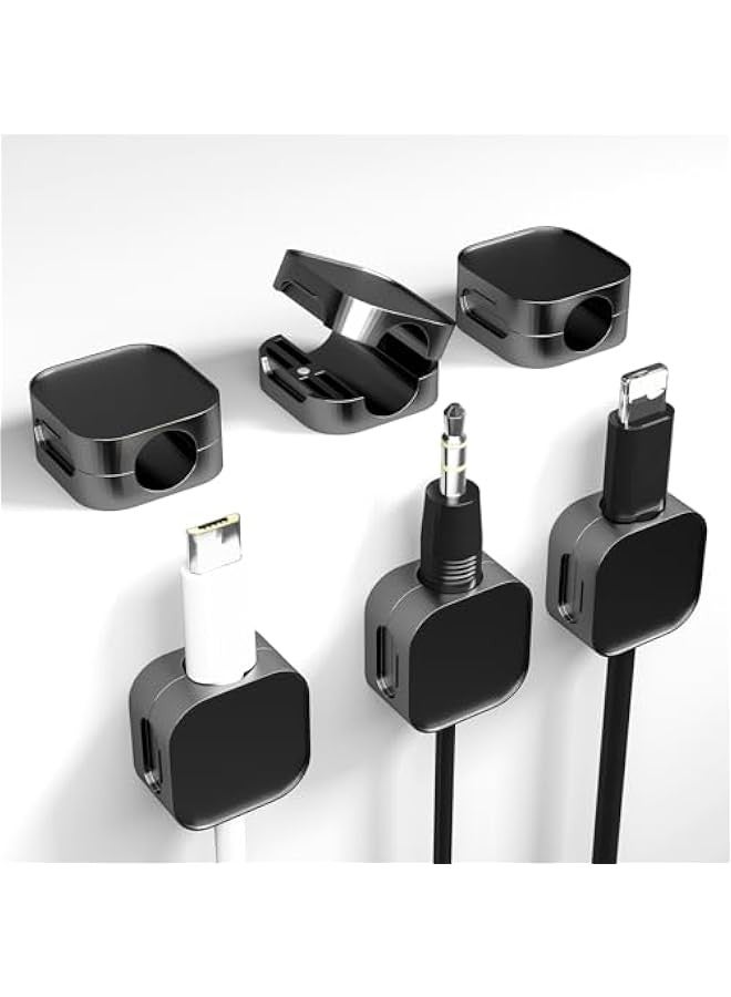 6-Pack Magnetic Cable Clips for Cord Organization and Management at Home, Office, Car, or Desk. Phone Cord Holder for Nightstand with Adhesive Wire Charging Organizer. Easy to Keep Cords Tidy and Se - Image 1