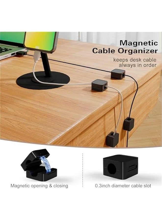 6-Pack Magnetic Cable Clips for Cord Organization and Management at Home, Office, Car, or Desk. Phone Cord Holder for Nightstand with Adhesive Wire Charging Organizer. Easy to Keep Cords Tidy and Se - Image 2