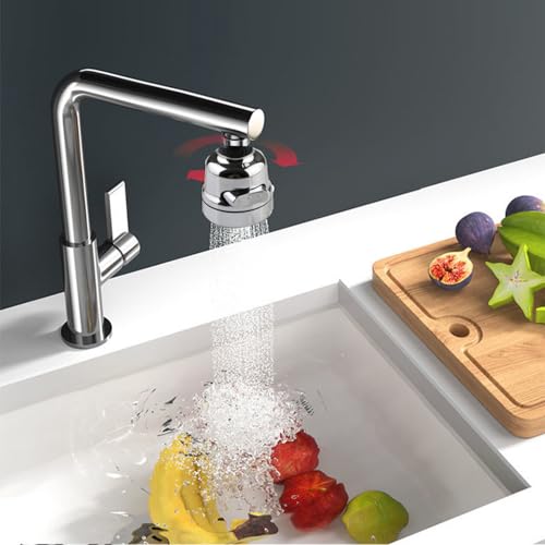 Gozaqe Tap Extender for Kitchen Sink,360° Rotatable Splash Filter Faucet With 3 Modes,Upto 30% Water Saving,Kitchen Tap Extension,Sink Tap Extension for Kitchen/Bathroom,Silver,Short - Image 3