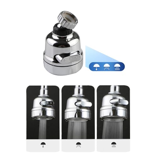 Gozaqe Tap Extender for Kitchen Sink,360° Rotatable Splash Filter Faucet With 3 Modes,Upto 30% Water Saving,Kitchen Tap Extension,Sink Tap Extension for Kitchen/Bathroom,Silver,Short - Image 2