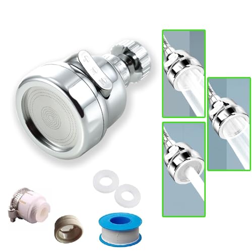 Gozaqe Tap Extender for Kitchen Sink,360° Rotatable Splash Filter Faucet With 3 Modes,Upto 30% Water Saving,Kitchen Tap Extension,Sink Tap Extension for Kitchen/Bathroom,Silver,Short - Image 1