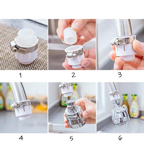 Gozaqe Tap Extender for Kitchen Sink,360° Rotatable Splash Filter Faucet With 3 Modes,Upto 30% Water Saving,Kitchen Tap Extension,Sink Tap Extension for Kitchen/Bathroom,Silver,Short - Image 5