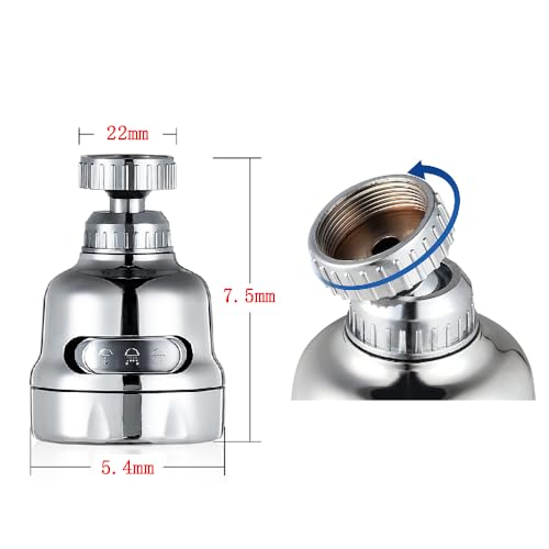 Gozaqe Tap Extender for Kitchen Sink,360° Rotatable Splash Filter Faucet With 3 Modes,Upto 30% Water Saving,Kitchen Tap Extension,Sink Tap Extension for Kitchen/Bathroom,Silver,Short - Image 4