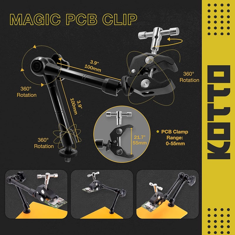 KOTTO Helping Hands Soldering, Third Hand Soldering Tools PCB Holder Four Arms Helping Hands Crafts Jewelry Hobby Workshop Helping Station Non-slip Steel Weighted Base - Image 3