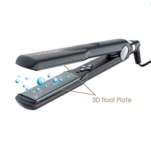 MHU Professional Dual Voltage Hair Straightener 1.25" Keratin Ceramic Flat Iron Fast Heat Up for Home Use Iron Wide Plate Adjust Temperatures Auto Shut Off, Black - Image 3