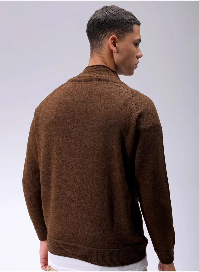 شركة المرآب الهندية Men Relaxed Fit Solid High Neck Sweater
