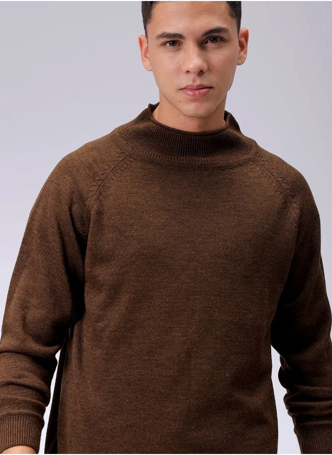 شركة المرآب الهندية Men Relaxed Fit Solid High Neck Sweater