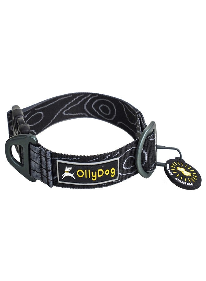 OllyDog طوق OllyDog Flagstaff، طوق كلاب منسوج مع مشبك جانبي، طوق تدريب خفيف الوزن للكلاب الكبيرة والمتوسطة والصغيرة (كبير، لون نباح الغراب) - Image 1