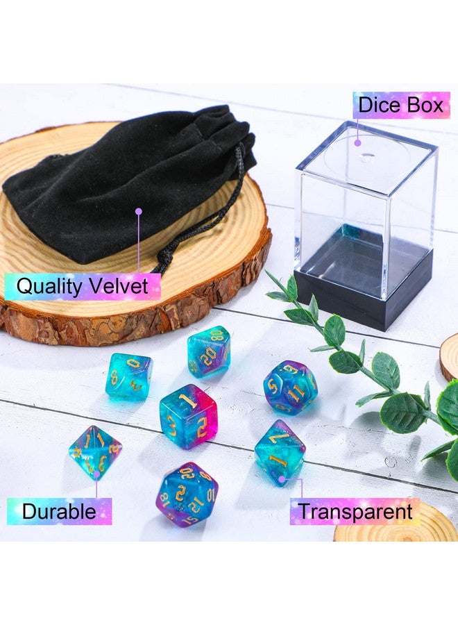 Junkin D20 Dice Set Dice Resin Translucent Colors Polyhedral Dice With Dice Box And Organza Bag Giant D4 D6 D8 D10 D12 D20 Dice Set For Role Play Games And Table Games - Image 5