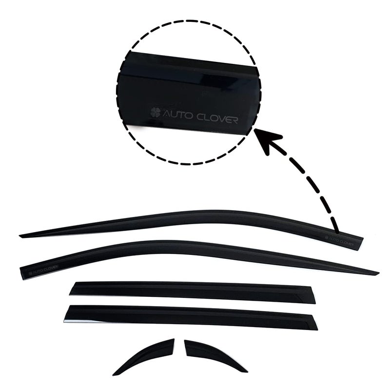 AUTO CLOVER AUTOCLOVER Tape-On Rain Guards Window Visors 6 Pcs Set for Toyota Rav4 2019 2020 2021 2022 2023 2024 2025 / Window Deflectors, Out-Channel Vent Shades (Smoked) - Image 2