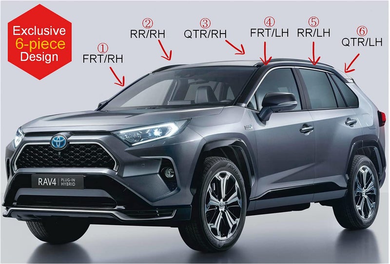 AUTO CLOVER AUTOCLOVER Tape-On Rain Guards Window Visors 6 Pcs Set for Toyota Rav4 2019 2020 2021 2022 2023 2024 2025 / Window Deflectors, Out-Channel Vent Shades (Smoked) - Image 3