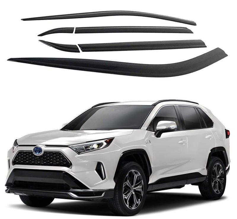 AUTO CLOVER AUTOCLOVER Tape-On Rain Guards Window Visors 6 Pcs Set for Toyota Rav4 2019 2020 2021 2022 2023 2024 2025 / Window Deflectors, Out-Channel Vent Shades (Smoked) - Image 1