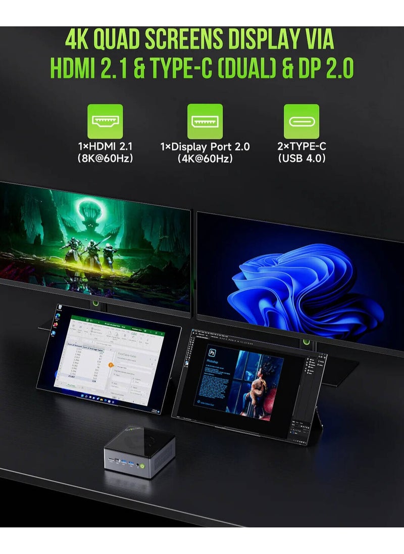 GMKtec - Desktop Ultracompact Mini PC Gaming, NucBox M7 Pro AMD Ryzen 9 PRO 6950H, 32GB DDR5 RAM, 1TB SSD, Dual LAN 2.5G, WiFi 6E, USB-C 4.0, BT 5.2, DP, HDMI, Dual Fan, Windows 11 Pro - Image 1