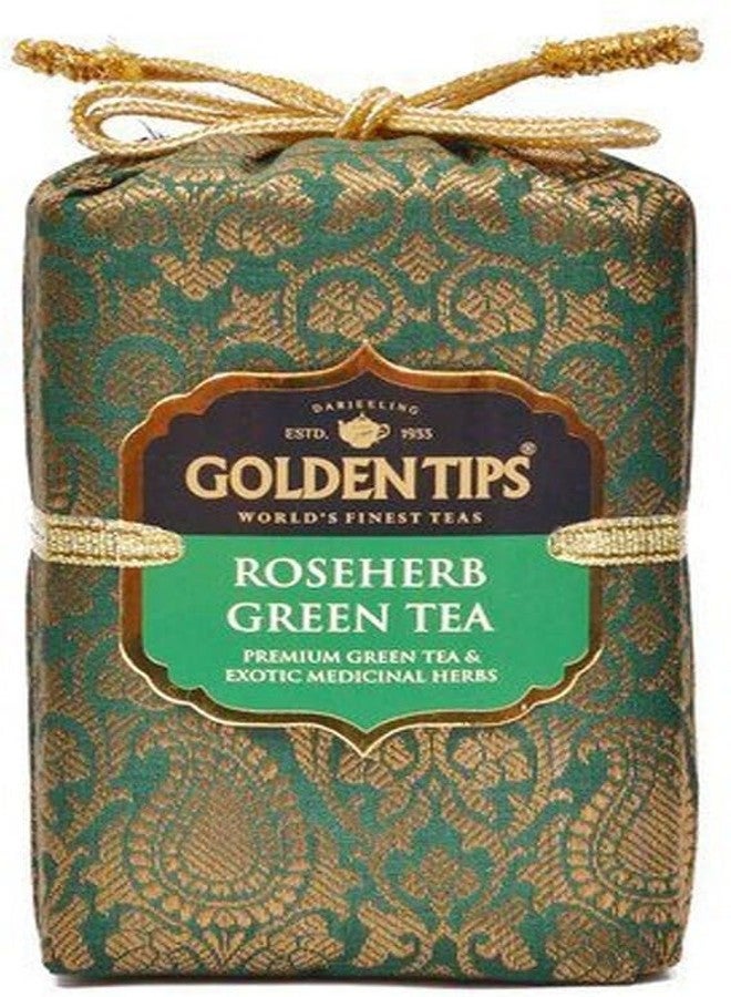 Golden Tips Rose Herb Green Tea Brocade Bag, 100 g - Image 1