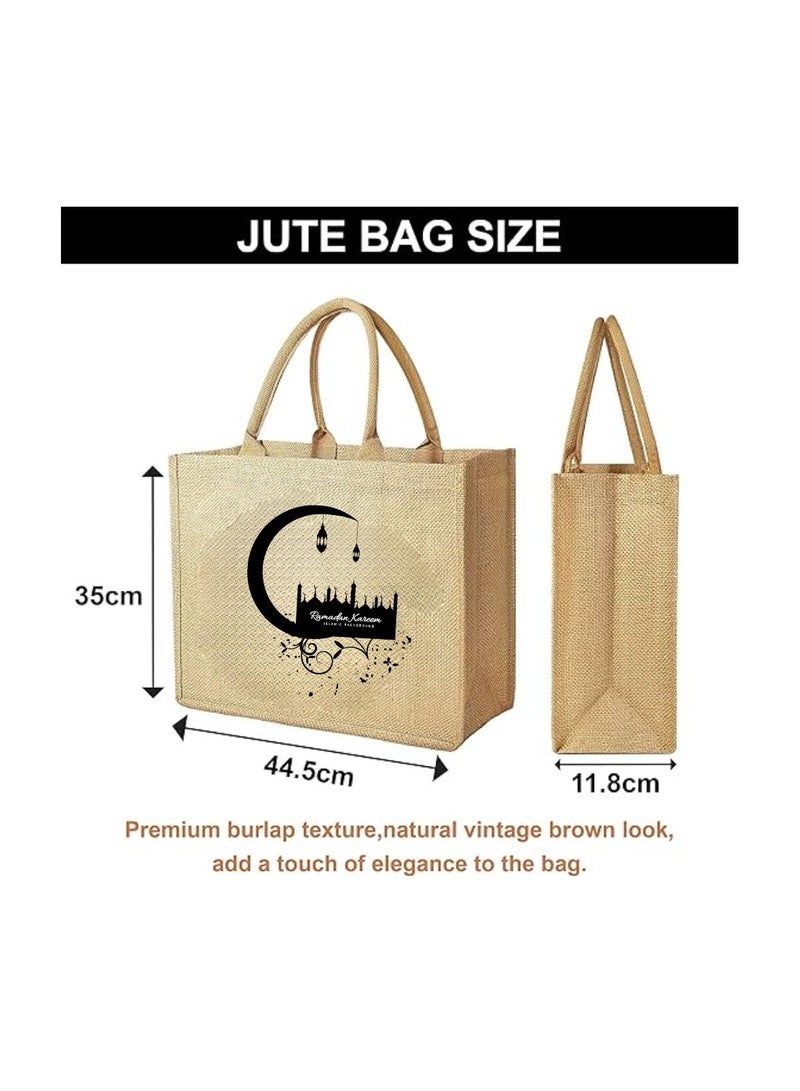 برينت شوب فور مي حقيبة جوت مطبوعة بتصميم رمضان - حقيبة متينة قابلة لإعادة الاستخدام لتقديمها كهدية أو للاستخدام اليومي، تستخدم للاحتفالات الاحتفالية والحياة المستدامة - Image 2