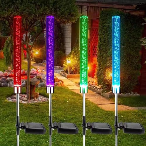 GIGAWATTS GW-908 Solar Outdoor Garden LED Light BIS Approved Bubble Stake Acrylic Tube-Light with 2V Panel & 600 mAh Battery IP65 Waterproof Lawn Decor Lamp for Pathway Patio Yard (Pack of 1, RGB) - Image 3
