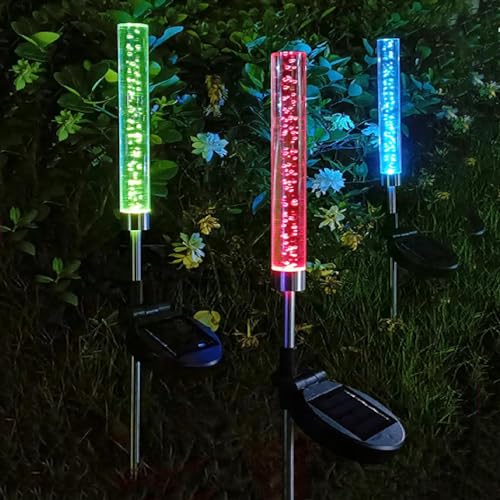 GIGAWATTS GW-908 Solar Outdoor Garden LED Light BIS Approved Bubble Stake Acrylic Tube-Light with 2V Panel & 600 mAh Battery IP65 Waterproof Lawn Decor Lamp for Pathway Patio Yard (Pack of 1, RGB) - Image 1