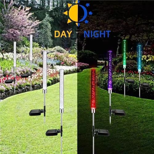 GIGAWATTS GW-908 Solar Outdoor Garden LED Light BIS Approved Bubble Stake Acrylic Tube-Light with 2V Panel & 600 mAh Battery IP65 Waterproof Lawn Decor Lamp for Pathway Patio Yard (Pack of 1, RGB) - Image 5