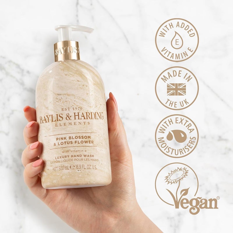 Baylis & Harding Elements Pink Blossom & Lotus Flower Hand Wash, 500 ml - Image 1