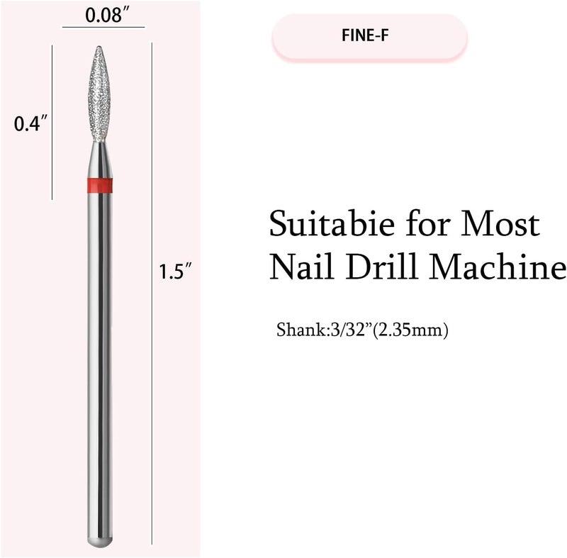 Gulf mainstream practical design 10pcs Diamond Flame Cuticle Drill Bits Set, Professional Cuticle Nail Drill Bits for Dead Skin Nails Dry Manicure Pedicure Shape Remove Nail Salon Tools(Fine-F) Wear resistant upgraded material - Image 2