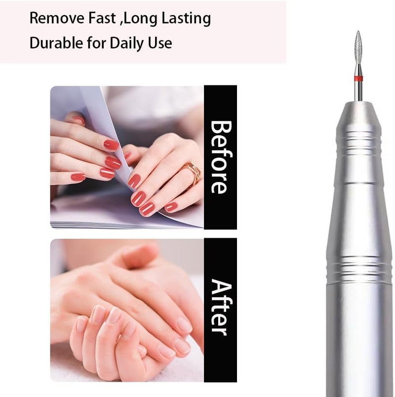 Gulf mainstream practical design 10pcs Diamond Flame Cuticle Drill Bits Set, Professional Cuticle Nail Drill Bits for Dead Skin Nails Dry Manicure Pedicure Shape Remove Nail Salon Tools(Fine-F) Wear resistant upgraded material - Image 3