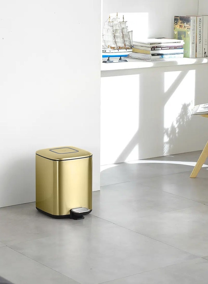 EKO REGENT SERIES | Brushed Stainless Steel Finish | Soft-Closing | Fingerprint-Resistant | Pedal Trash & Garbage Bin | Multiple Sizes ( 6 - 32 Liters ) & Colors  | 6 Liters | Champagne Gold  - Image 3