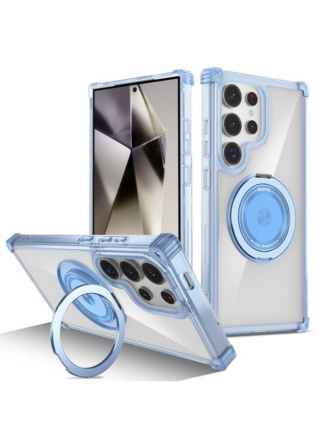 erorex Case For Samsung Galaxy S24 Ultra 5G Gold Shield CD Pattern MagSafe Magnetic Phone Case with Rotating Stand - Image 1