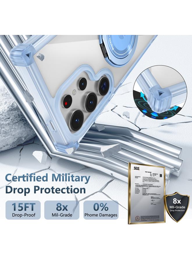 erorex Case For Samsung Galaxy S24 Ultra 5G Gold Shield CD Pattern MagSafe Magnetic Phone Case with Rotating Stand - Image 2