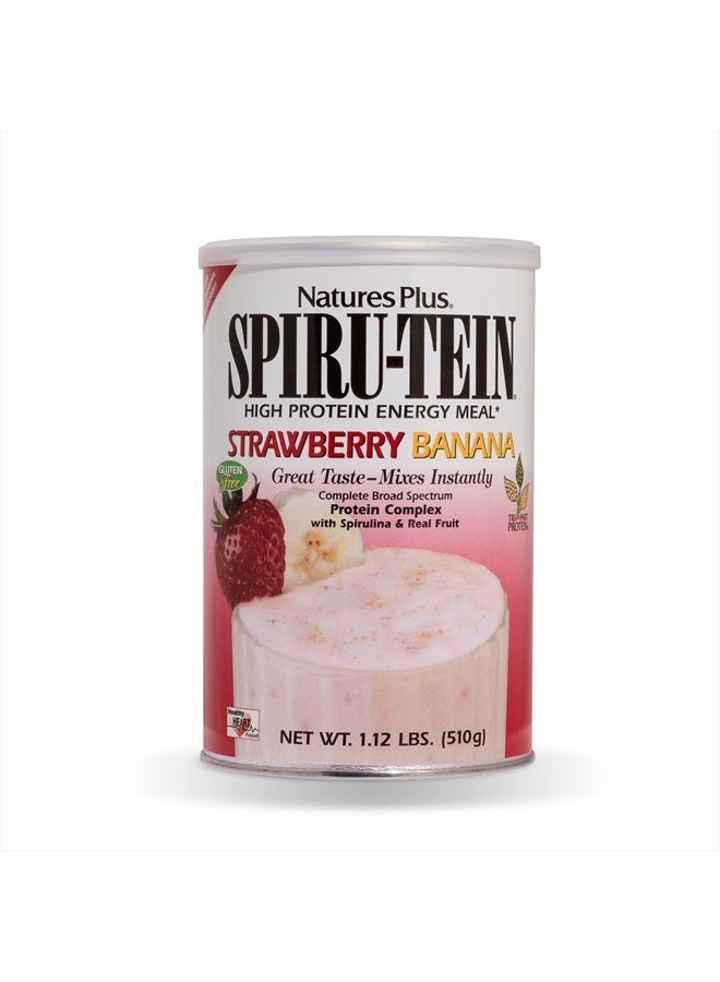 Natures Plus NaturesPlus SPIRU-TEIN Shake - Strawberry Banana - 1.12 lbs, Spirulina Protein Powder - Plant Based Meal Replacement, Vitamins & Minerals for Energy - Vegetarian, Gluten-Free - 15 Servings - Image 1