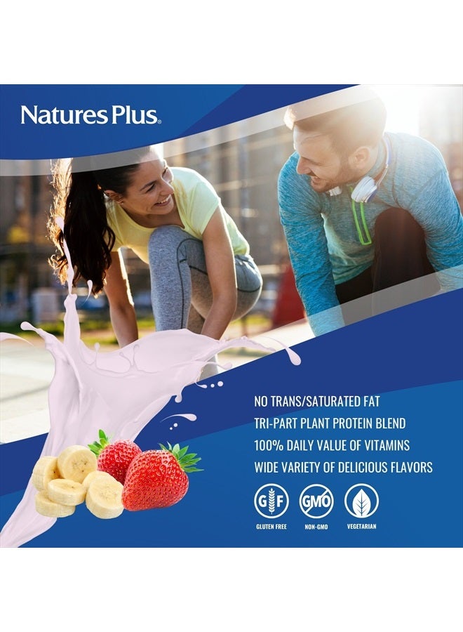 Natures Plus NaturesPlus SPIRU-TEIN Shake - Strawberry Banana - 1.12 lbs, Spirulina Protein Powder - Plant Based Meal Replacement, Vitamins & Minerals for Energy - Vegetarian, Gluten-Free - 15 Servings - Image 2