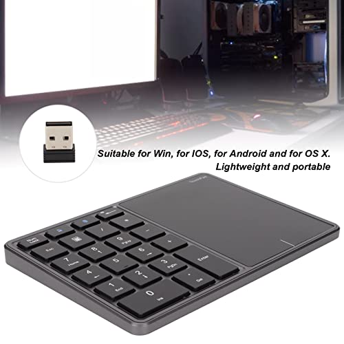 Sanpyl Numeric Keypad, 2 in 1 22 Keys 2.4G Touchpad Bluetooth 4.2 Number Pad, Type C Charging 500mAh Financial Accounting Keyboard, for Laptop, PC, Desktop(Iron Gray) - Image 2