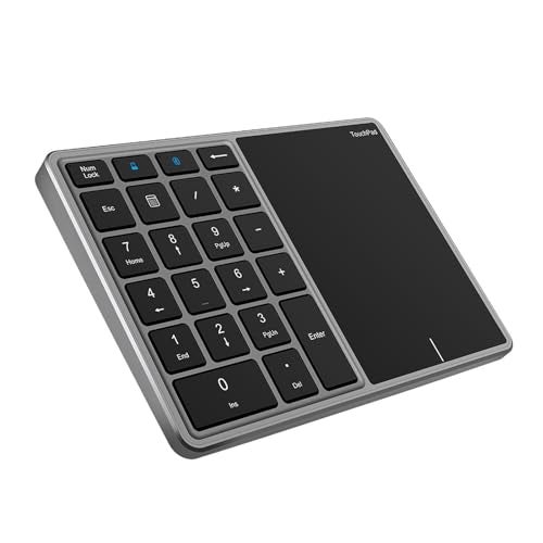 Sanpyl Numeric Keypad, 2 in 1 22 Keys 2.4G Touchpad Bluetooth 4.2 Number Pad, Type C Charging 500mAh Financial Accounting Keyboard, for Laptop, PC, Desktop(Iron Gray) - Image 1