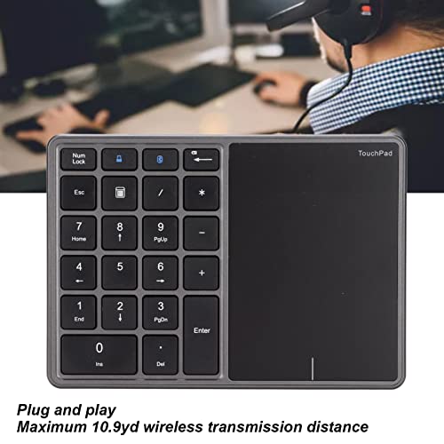 Sanpyl Numeric Keypad, 2 in 1 22 Keys 2.4G Touchpad Bluetooth 4.2 Number Pad, Type C Charging 500mAh Financial Accounting Keyboard, for Laptop, PC, Desktop(Iron Gray) - Image 3