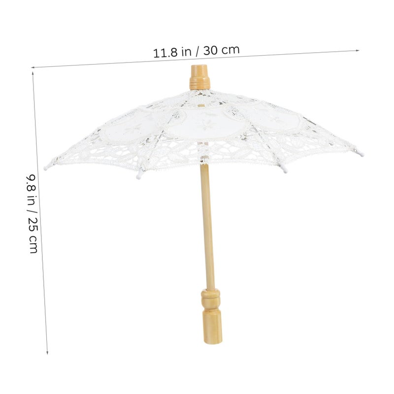White Embroidery Parasol Wedding Photography Prop Decorative Sunshade For Parties Bridal Showers - Image 3