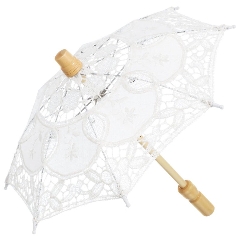 White Embroidery Parasol Wedding Photography Prop Decorative Sunshade For Parties Bridal Showers - Image 2