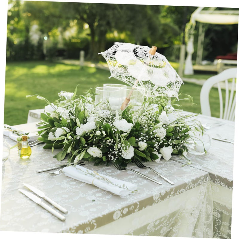 White Embroidery Parasol Wedding Photography Prop Decorative Sunshade For Parties Bridal Showers - Image 4